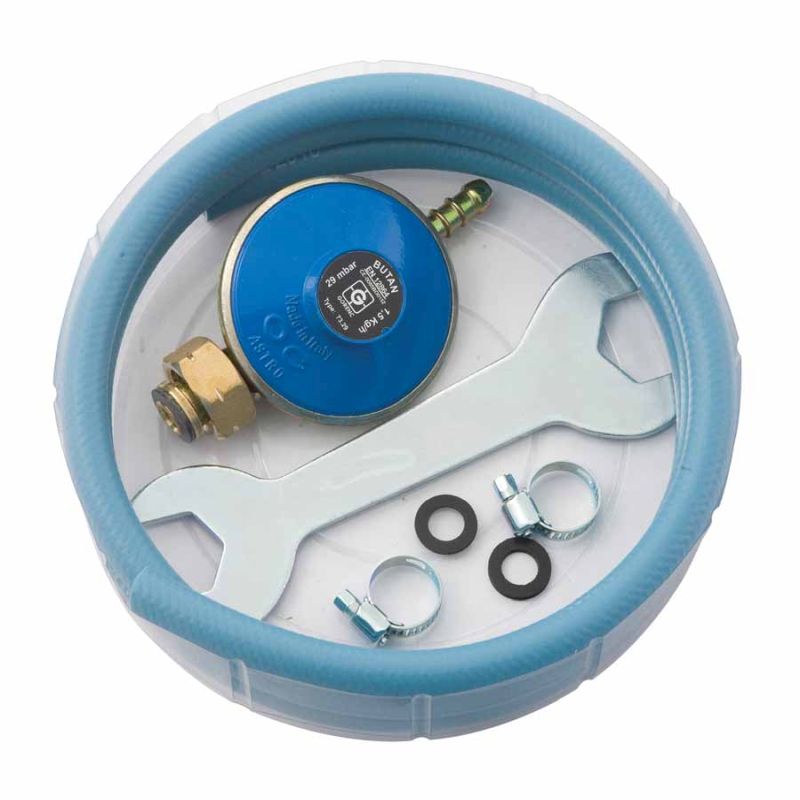 Kit tuyau gaz pour brûleur 1,5 m avec détendeur & clé